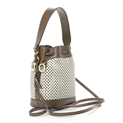 Fendi Vitello Liberty Glossy Lambskin F is Fendi Perforated Mini Mon Tresor Bucket Bag White Ice Rust Maya 3 of 12