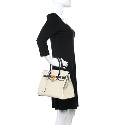 Hermes Epsom Horseshoe Bi Color Birkin 30 Craie Black 2 of 13