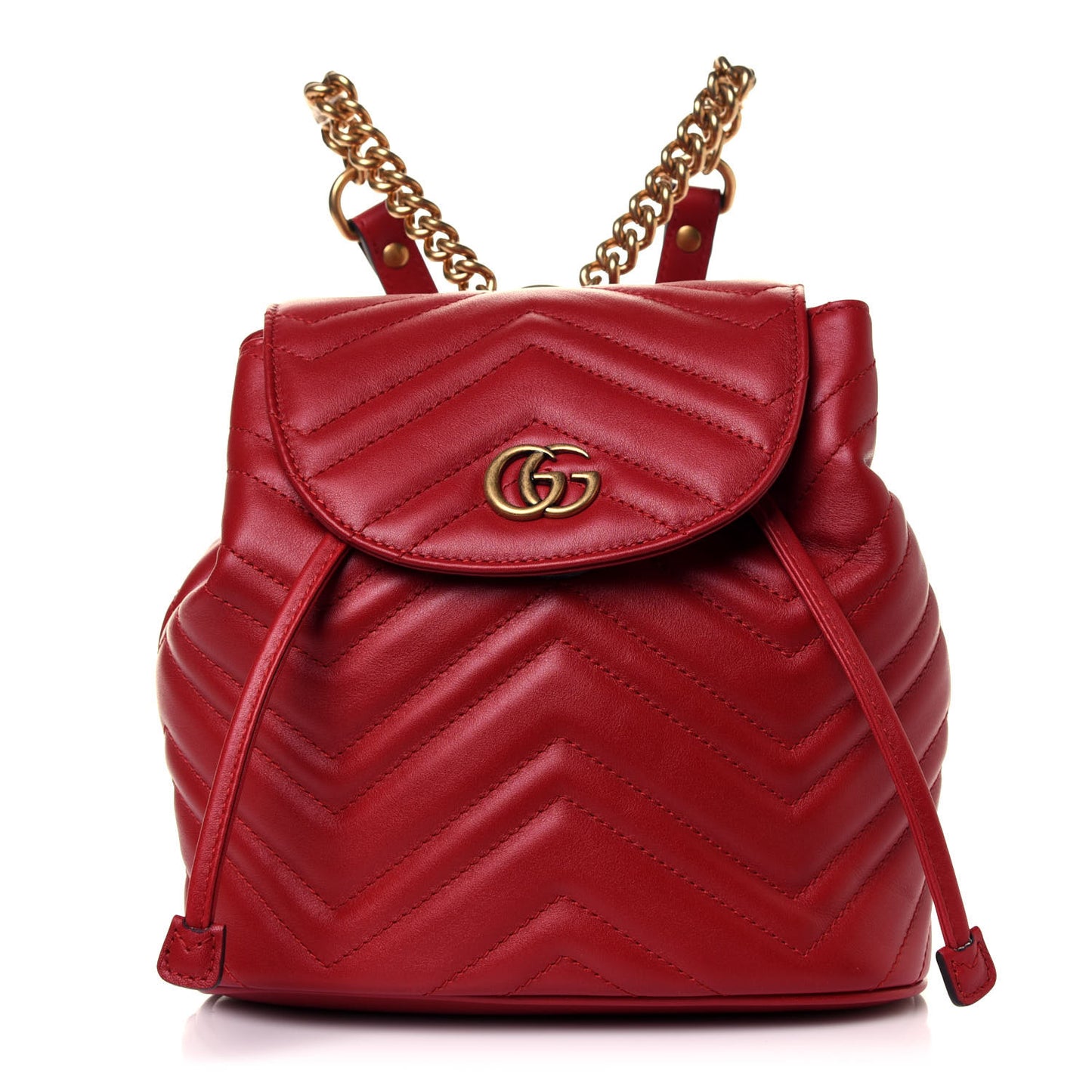 Calfskin Matelasse GG Marmont Flap Backpack Hibiscus Red