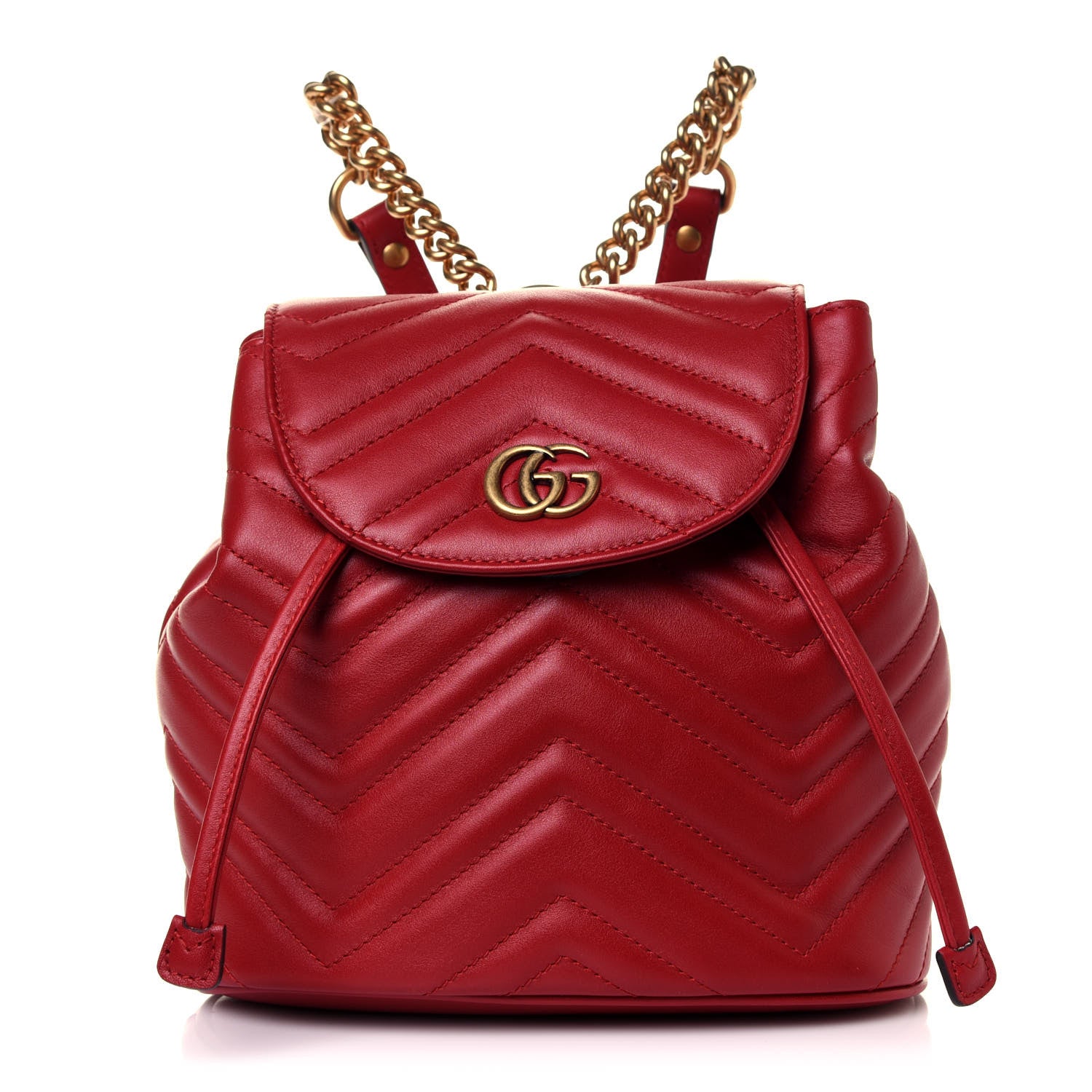 Gucci Calfskin Matelasse GG Marmont Flap Backpack Hibiscus Red 1 of 19
