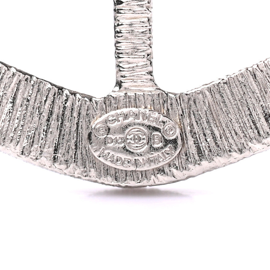 Chanel Swarovski Baguette Crystal CC Shield Brooch Silver 4 of 4