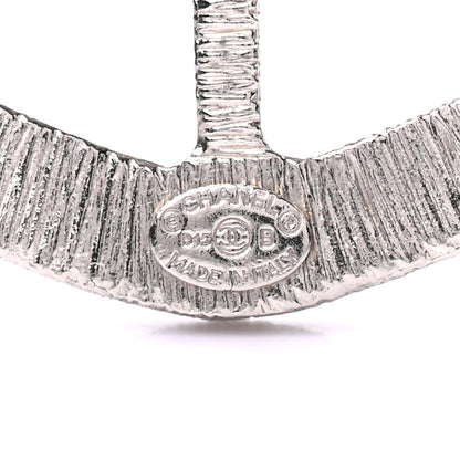 Chanel Swarovski Baguette Crystal CC Shield Brooch Silver 4 of 4