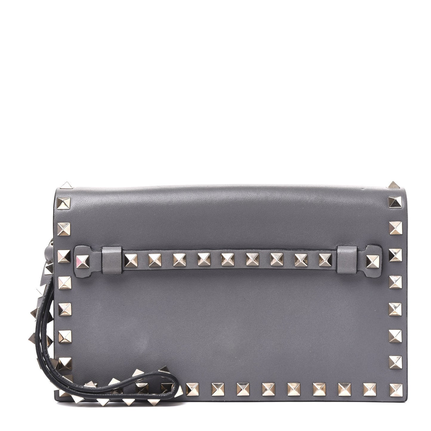 Nappa Small Rockstud Wristlet Clutch Grey