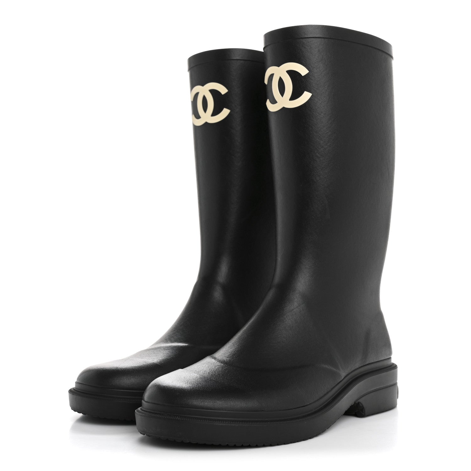 Chanel Caoutchouk CC High Boots 39 Black 3 of 8