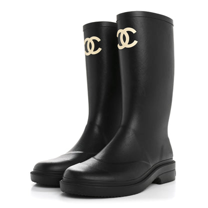Chanel Caoutchouk CC High Boots 39 Black 3 of 8