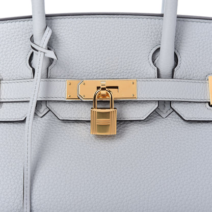 Hermes Taurillon Clemence Birkin 30 Bleu Pale 10 of 11