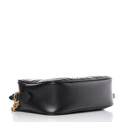 Gucci Calfskin Matelasse Small GG Marmont Chain Shoulder Bag Black 4 of 10