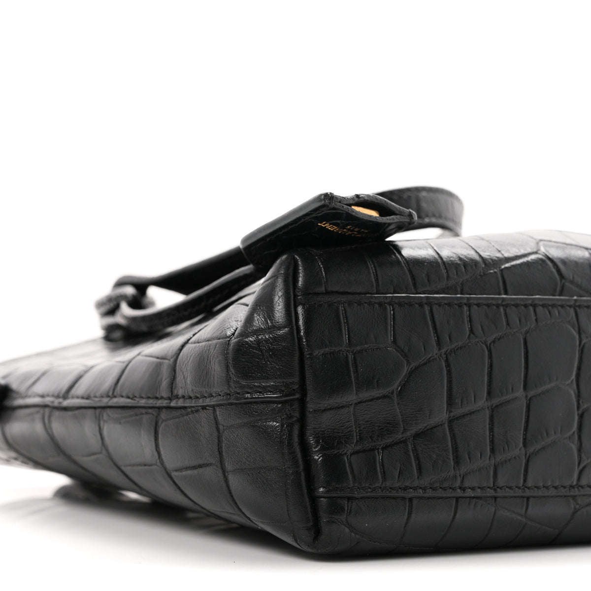 Calfskin Crocodile Embossed Paris Mini Toy Shopper Tote Black