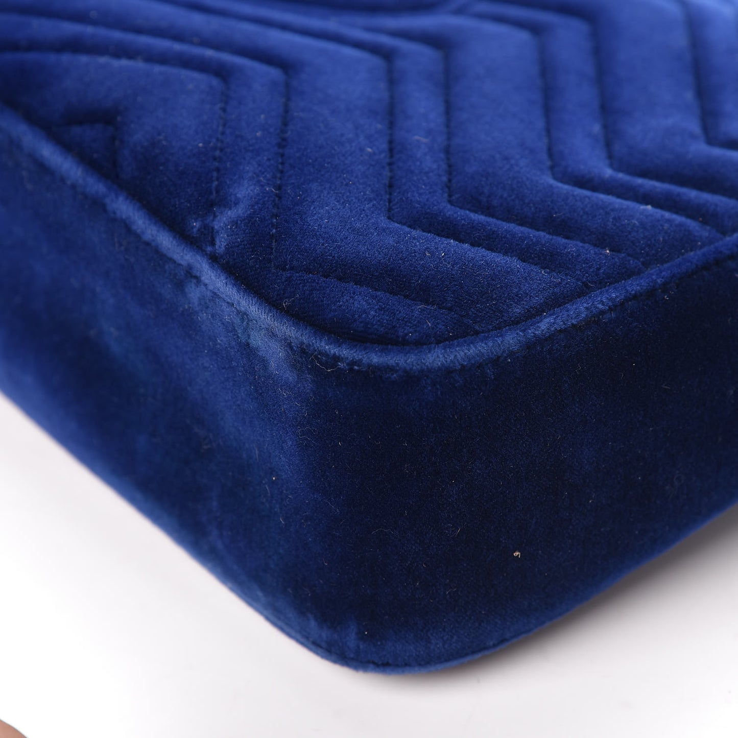 Velvet Matelasse Medium GG Marmont Shoulder Bag Cobalt Blue