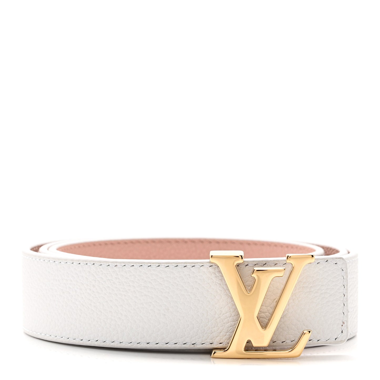 Taurillon Calfskin Monogram 30mm LV Initiales Reversible Belt 90 36 Rose Ballerine Ivory