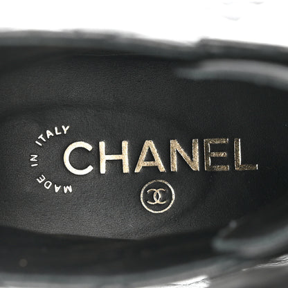 Chanel Shiny Lambskin Quilted Lace Up Combat Boots 40 Black 8 of 9