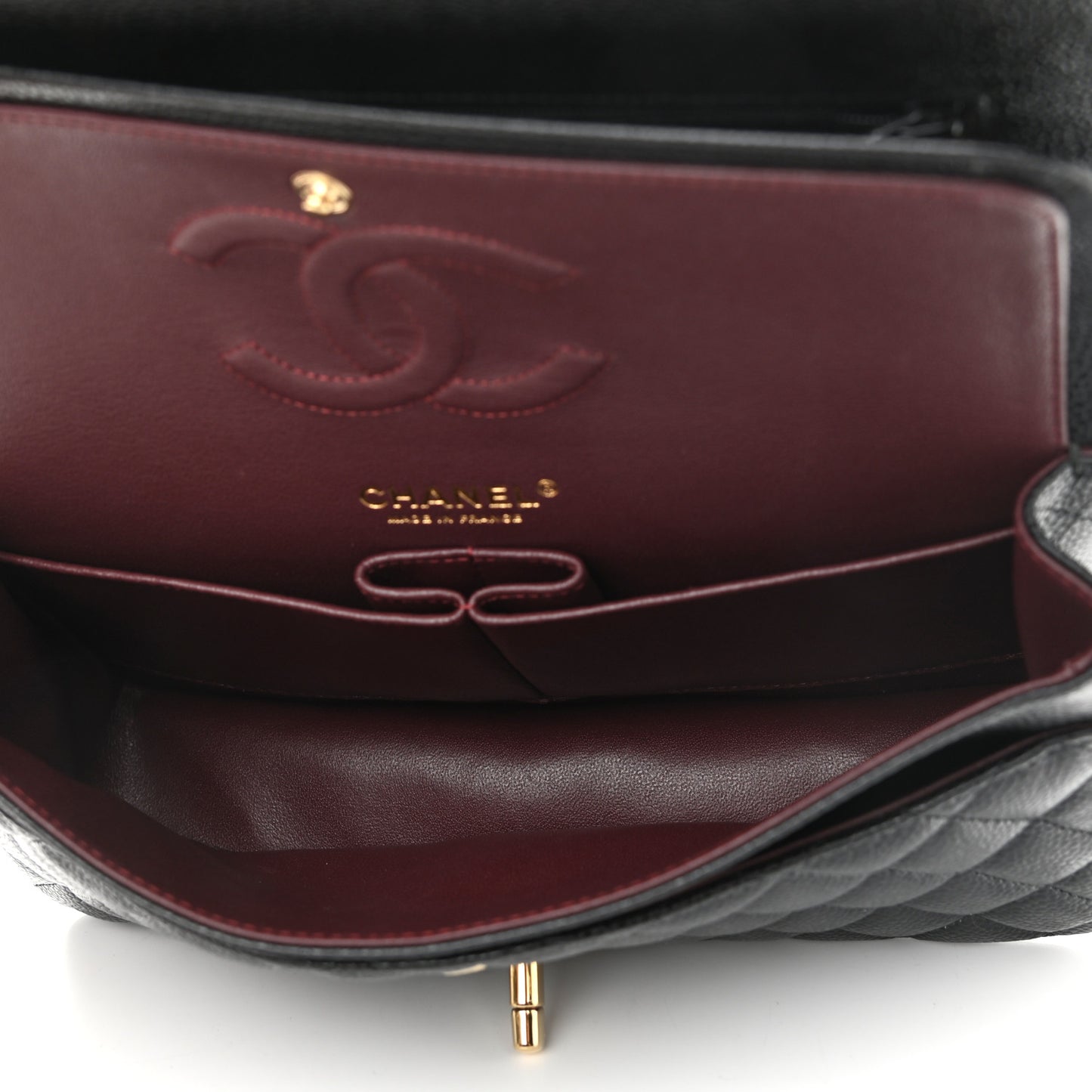 Caviar Quilted Medium Double Flap Black