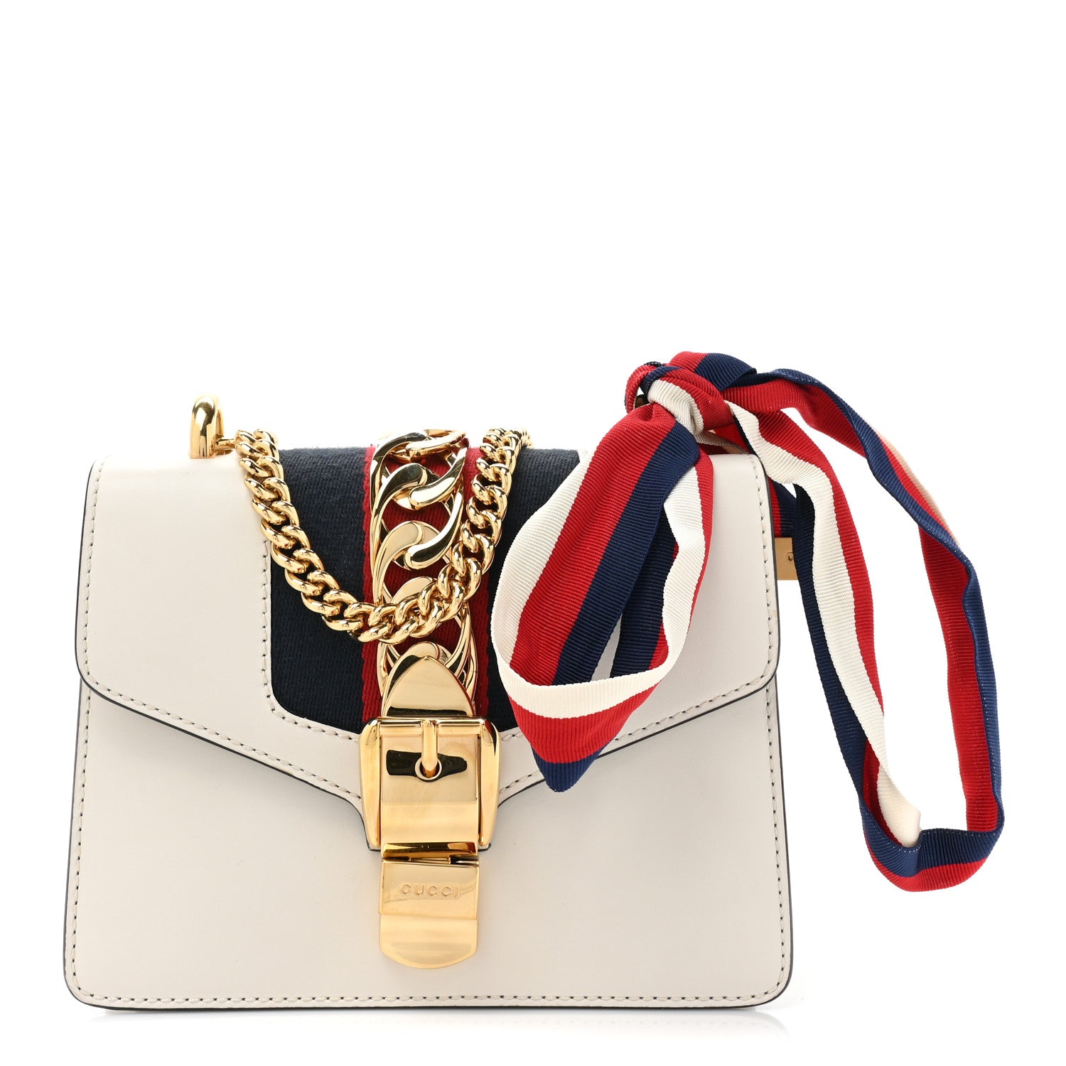 Gucci Calfskin Mini Sylvie Chain Shoulder Bag White 1 of 12