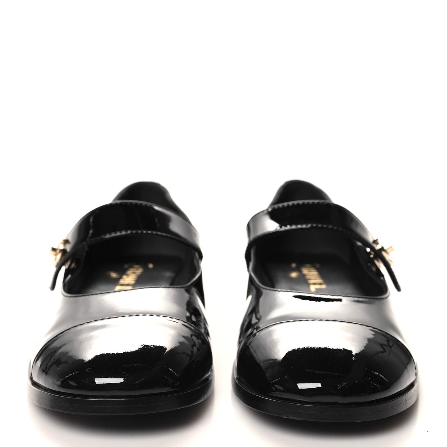 Patent Calfskin Mary Janes Flats 40.5 Black
