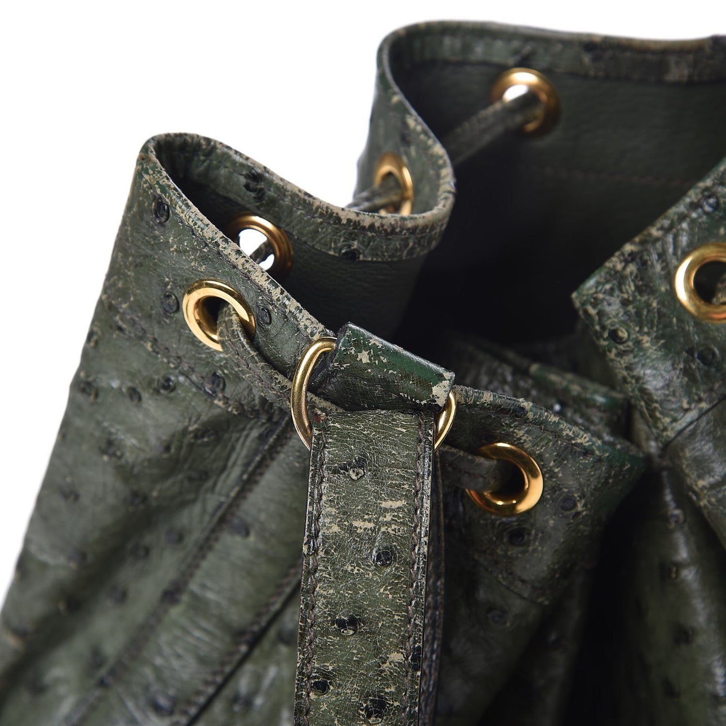 Ostrich Market Drawstring Bag 28 Vert Olive