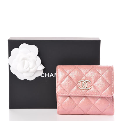 Chanel Iridescent Caviar Small Quilted Flap Wallet Rose Pink 9 of 9