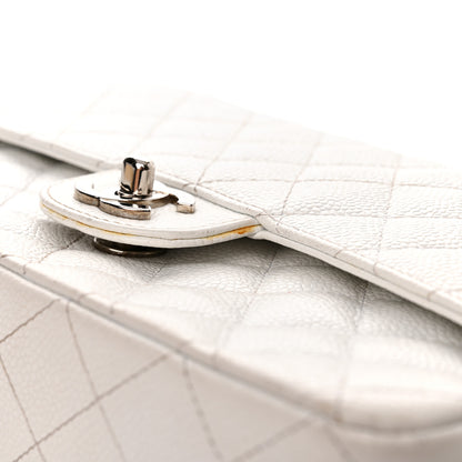Chanel Caviar Quilted Medium Double Flap Bijoux Chain White 12 of 21