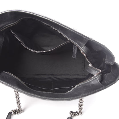 Saint Laurent Sheepskin Matelasse Chevron Large Monogram Shopping Bag Black 5 of 16