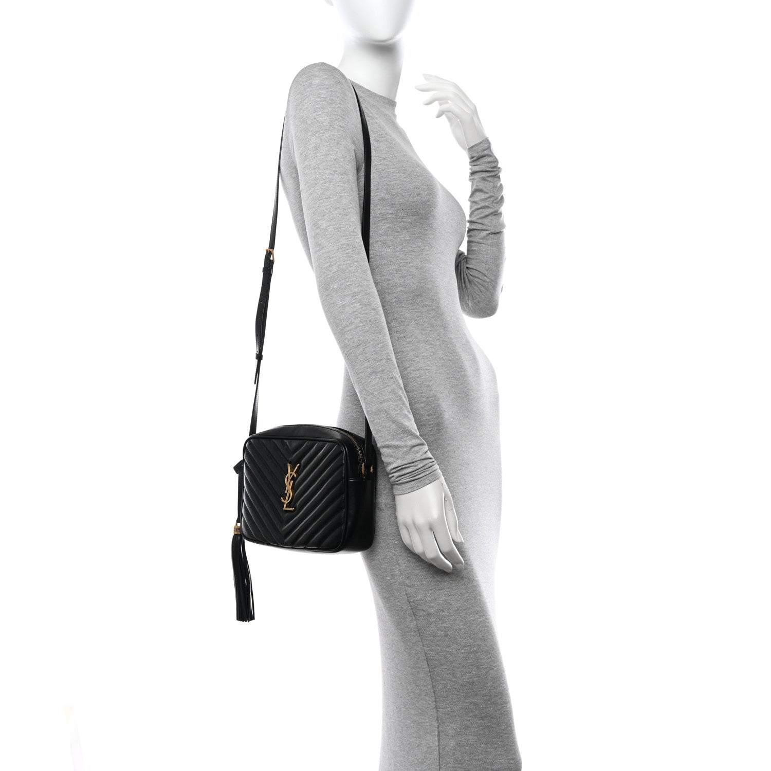 Saint Laurent Calfskin Matelasse Monogram Lou Camera Bag Black 2 of 13