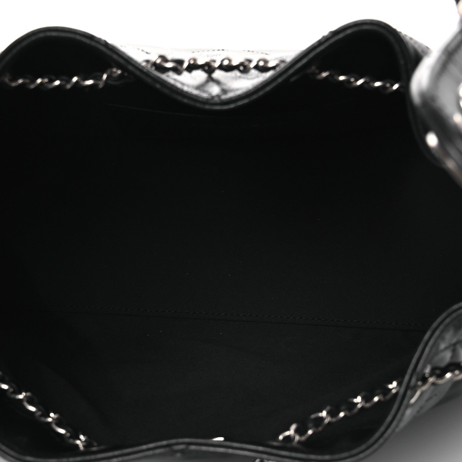 Chanel Shiny Crumpled Calfskin Quilted Small Chanel 25 Handbag Black 5 of 12