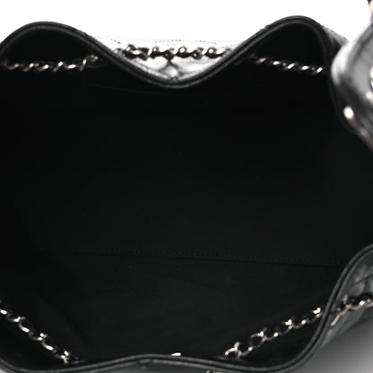 Chanel Shiny Crumpled Calfskin Quilted Small Chanel 25 Handbag Black 5 of 12