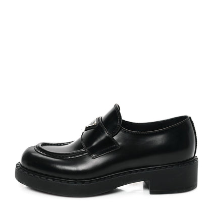 Prada Spazzolato Metal Triangle Logo 50mm Loafers 37 Black 1 of 8