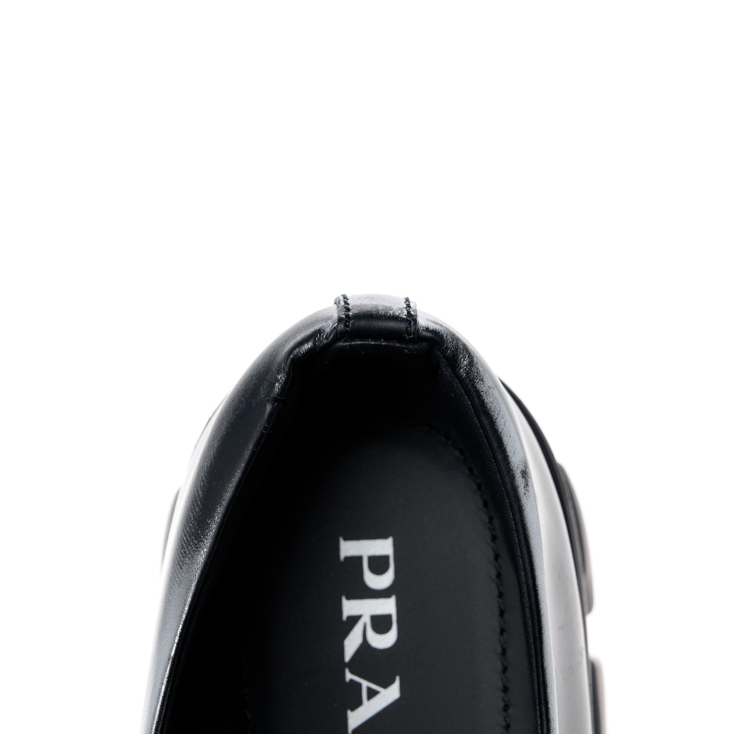 Prada Spazzolato Rois Triangle Monolith 55mm Loafers 39.5 Black Argento 11 of 11