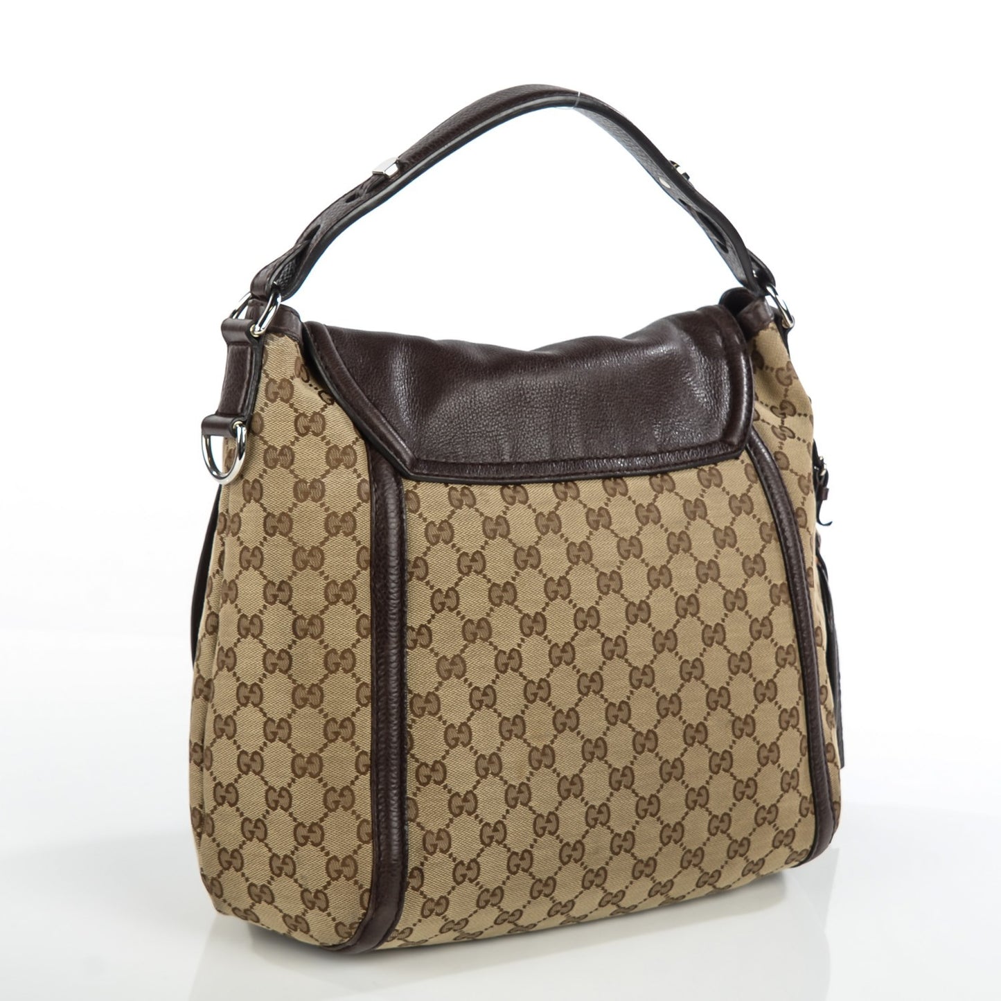 Monogram Techno Horsebit Large Shoulder Flap Bag Brown