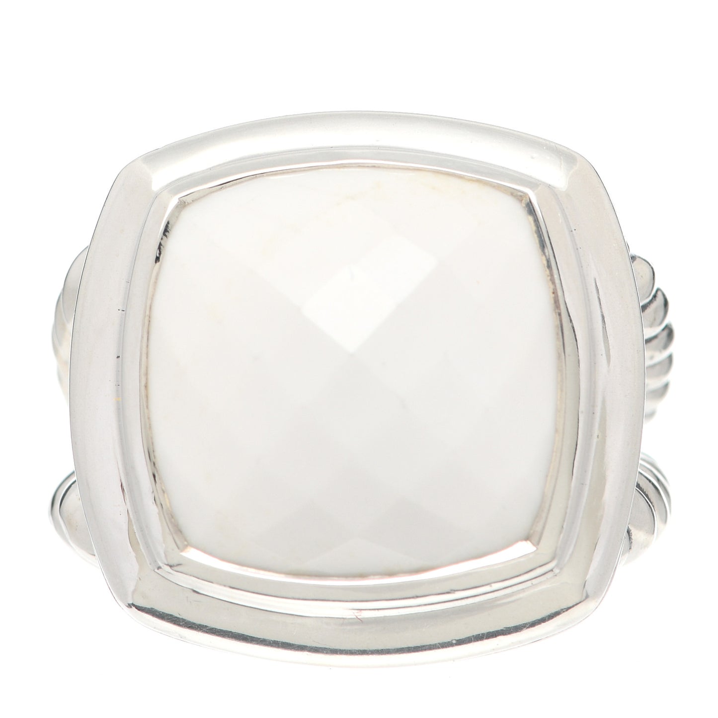 Sterling Silver White Agate 14mm Albion Ring 58 8.5