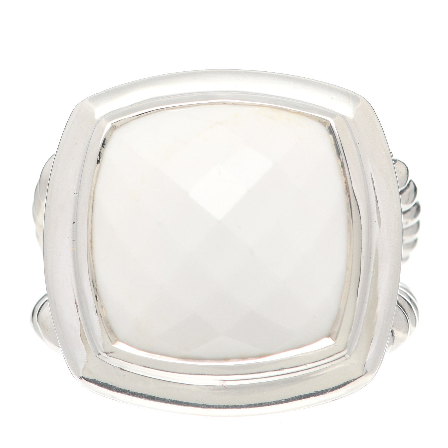 David Yurman Sterling Silver White Agate 14mm Albion Ring 58 8.5 1 of 6