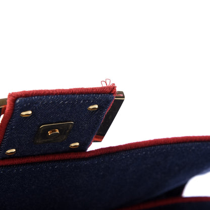Fendi Denim Large Baguette Blue Rosso 11 of 13