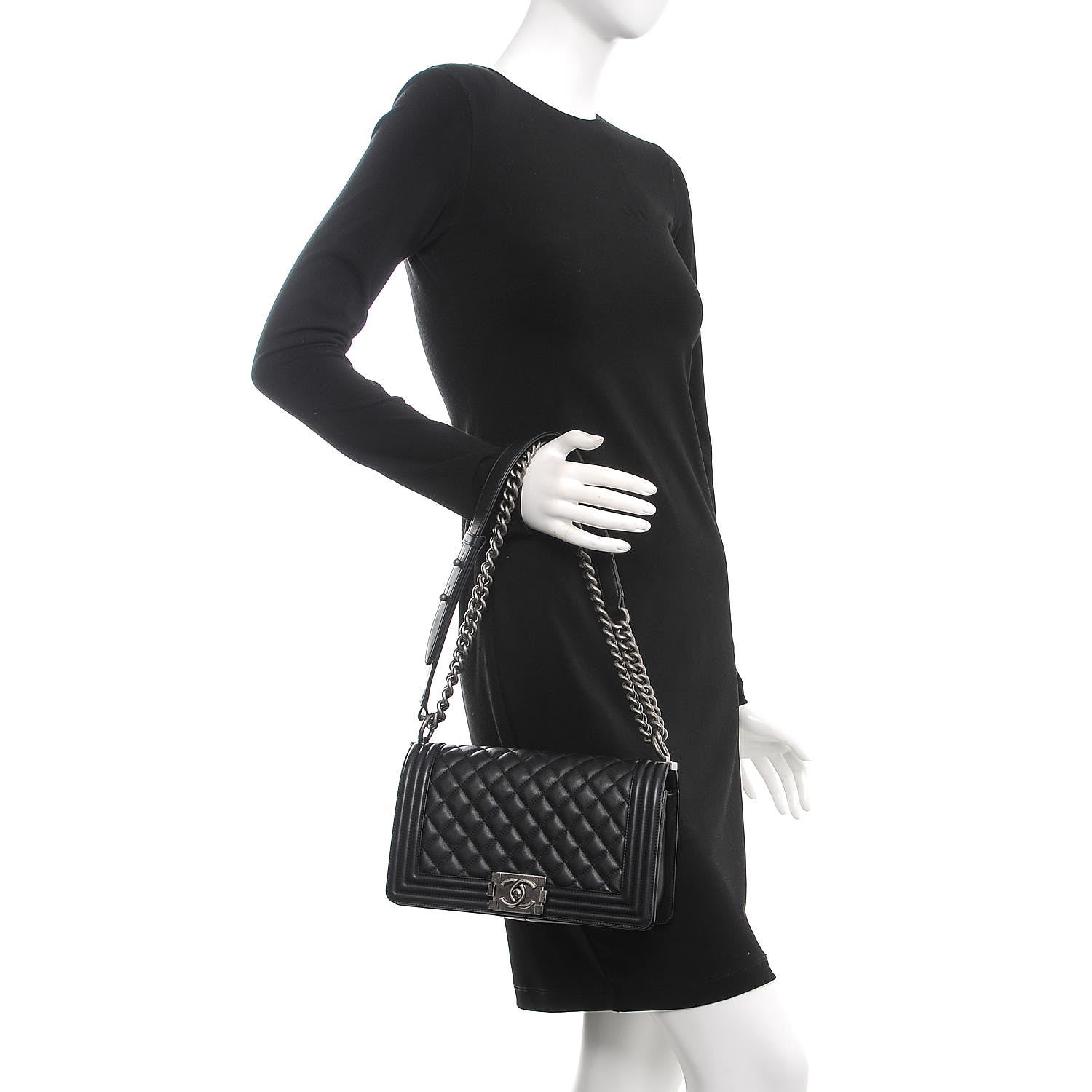 Chanel Calfskin Quilted Medium Boy Flap Black 2 of 9