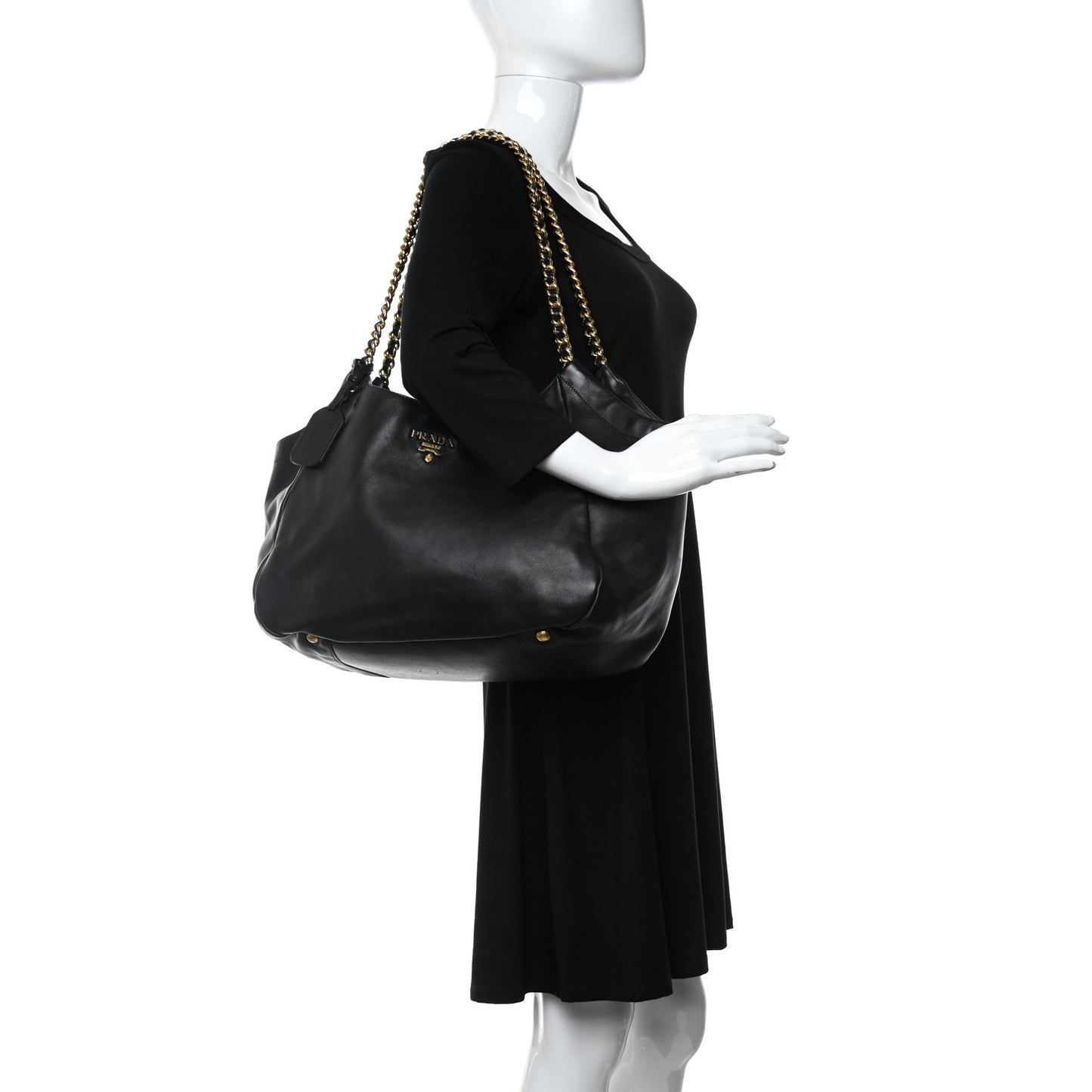 Soft Calf Chain Tote Black
