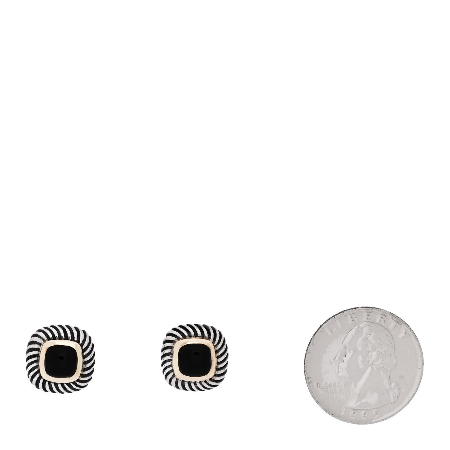 Sterling Silver 14K Yellow Gold Black Onyx 7mm Albion Earrings