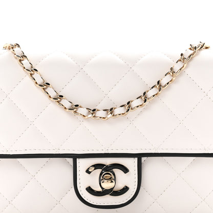 Chanel Lambskin Quilted Resin CC Mini Flap Bag White Black 8 of 10