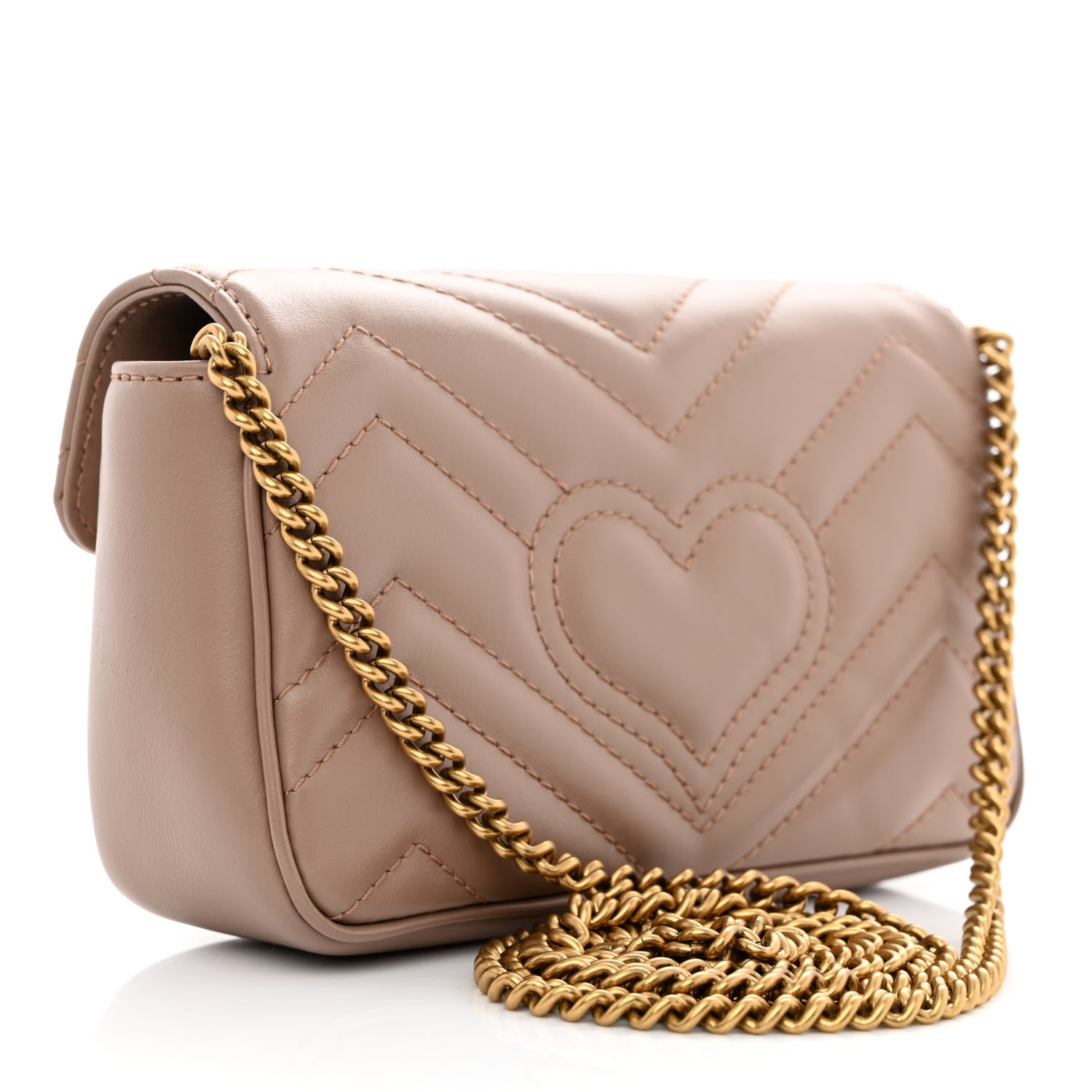 Gucci Calfskin Matelasse Super Mini GG Marmont Shoulder Bag Porcelain Rose 3 of 11