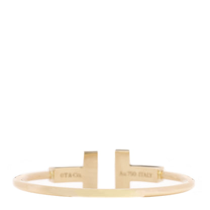 Tiffany 18K Yellow Gold Mother of Pearl Wide T Wire Bracelet 2 of 4