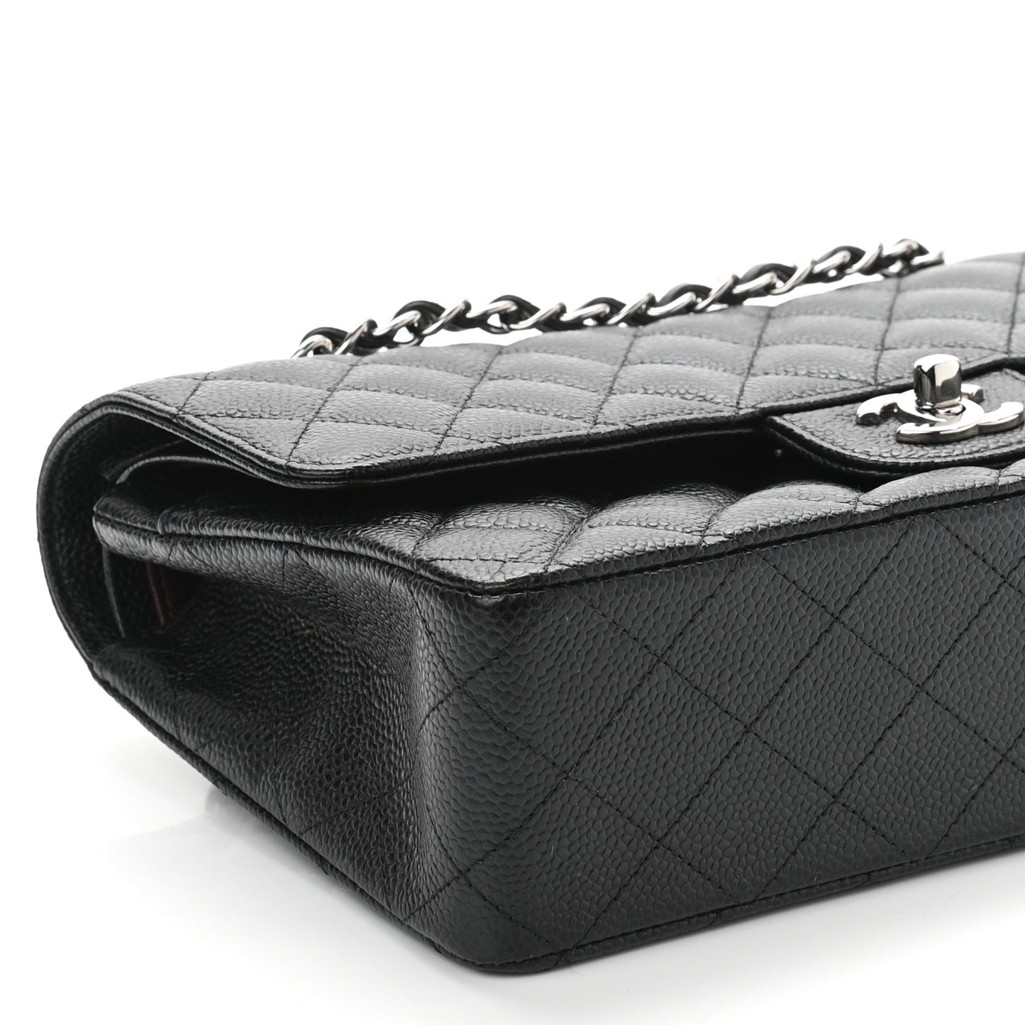 Caviar Quilted Medium Double Flap Black