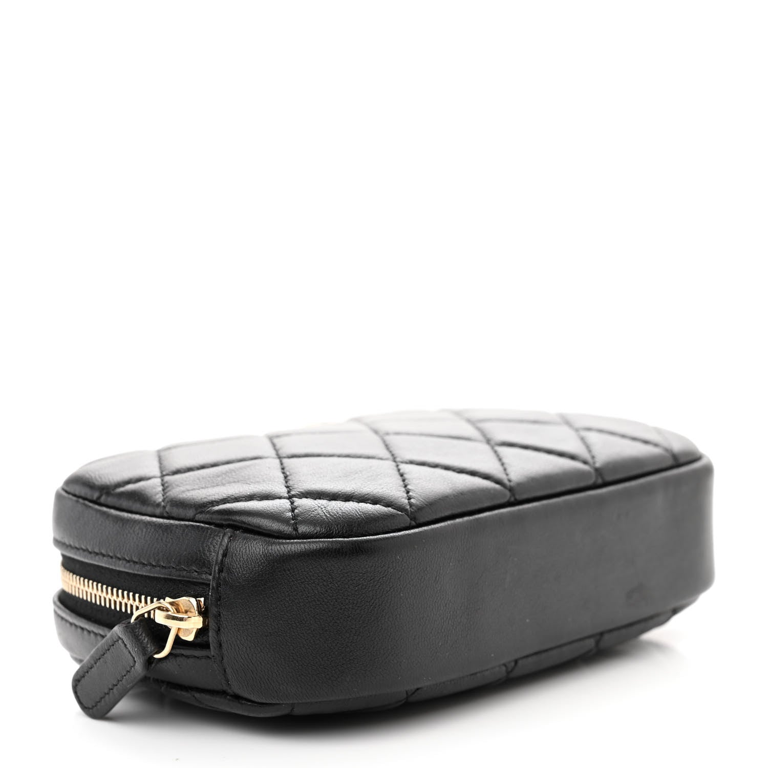 Chanel Lambskin Quilted Small Curvy Pouch Cosmetic Case Black 4 of 7