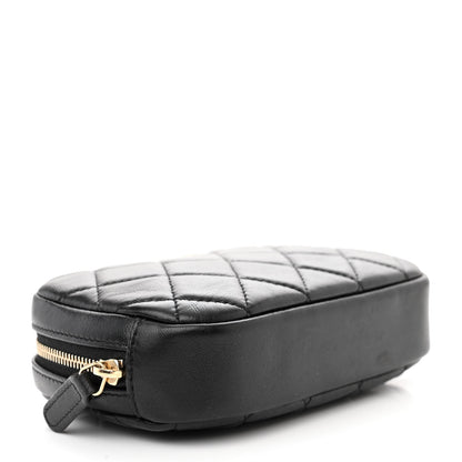 Chanel Lambskin Quilted Small Curvy Pouch Cosmetic Case Black 4 of 7