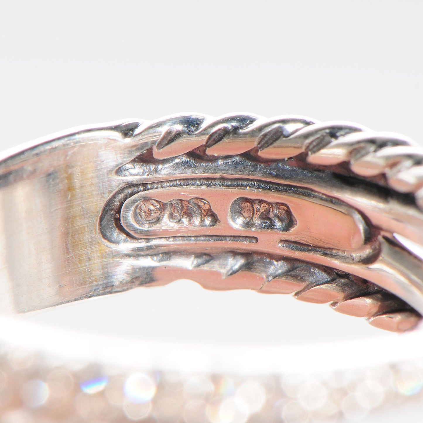 Sterling Silver Pave Diamond 7mm Crossover Ring 4.5