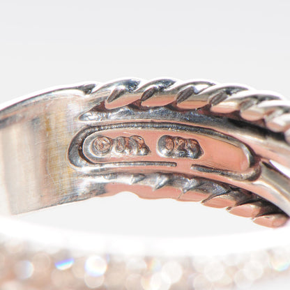 David Yurman Sterling Silver Pave Diamond 7mm Crossover Ring 4.5 4 of 5