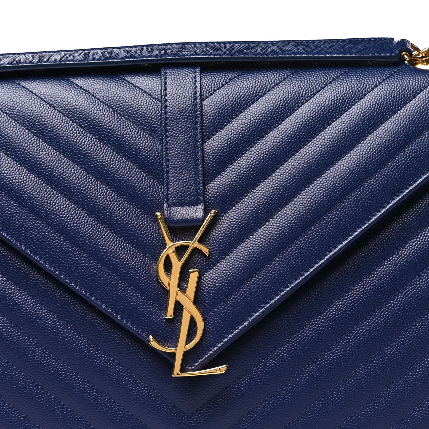 Grain De Poudre Matelasse Chevron Large Monogram Satchel Navy Blue