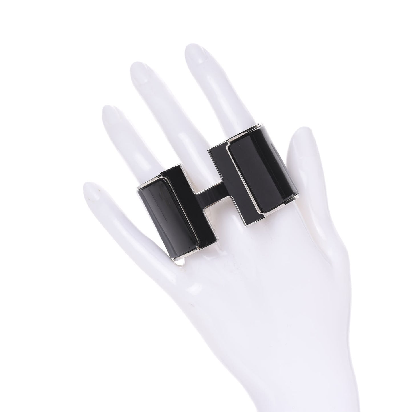 Enamel Extra Wide Clic Clac H Bracelet PM Black