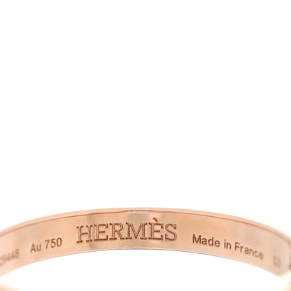 Hermes 18K Rose Gold Diamond PM Clou de Forge Ring 53 6.25 4 of 5