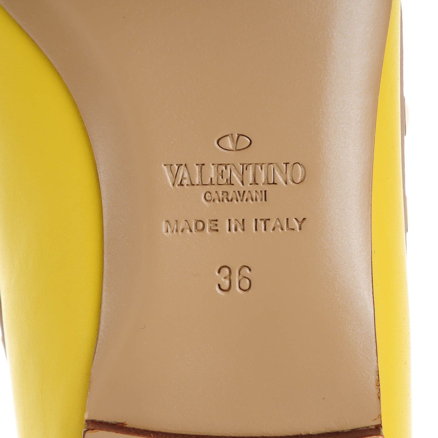 Calfskin Nappa Rockstud Ballerina Flats 36 Yellow Poudre