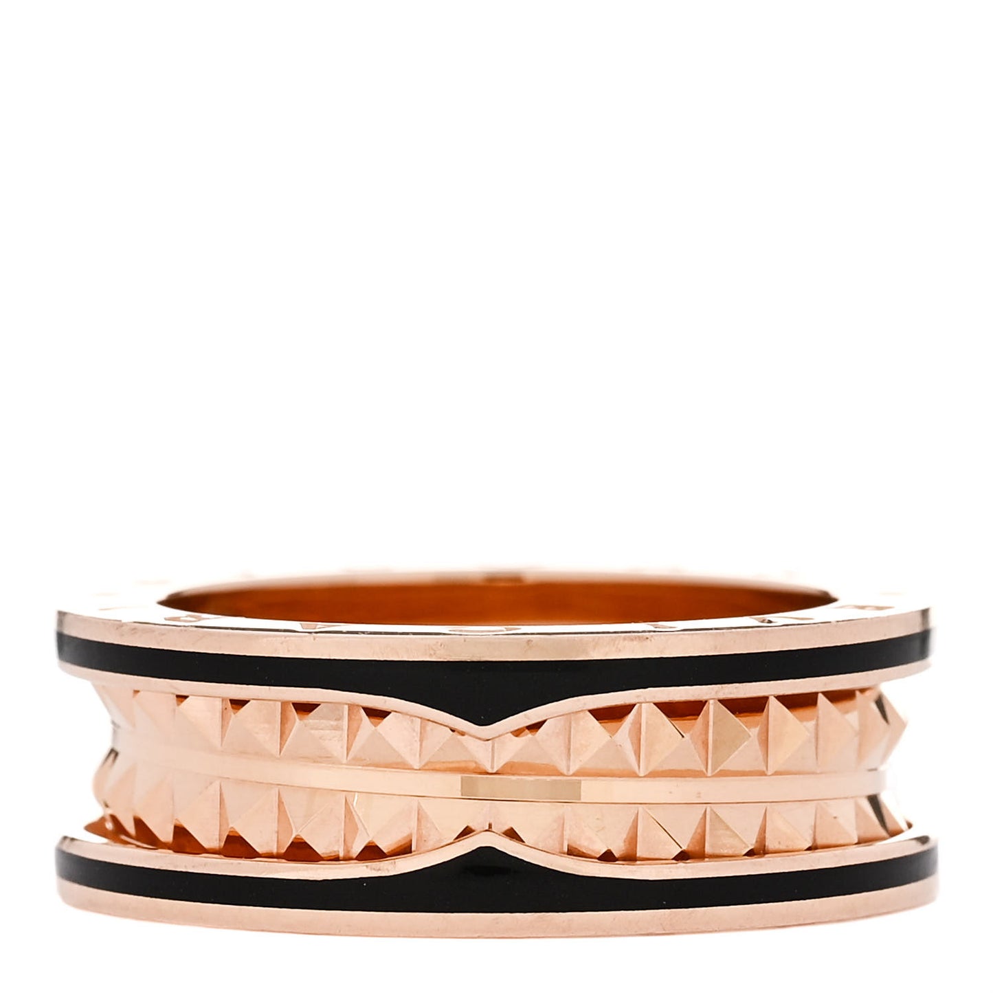 18K Rose Gold Black Ceramic B.Zero1 Rock Two-Band Ring 59 8.75