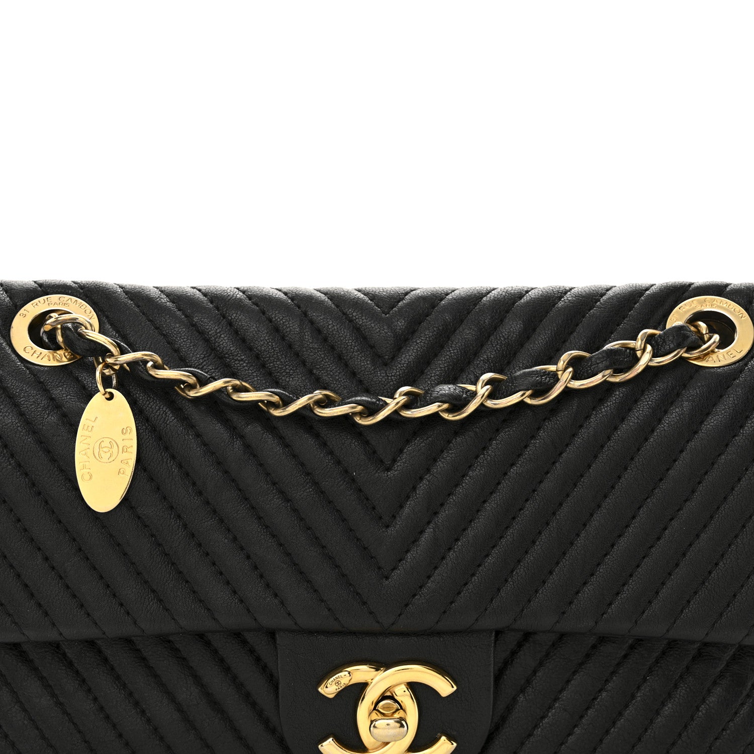 Chanel Calfskin Surpique Chevron Small Flap Black 8 of 10