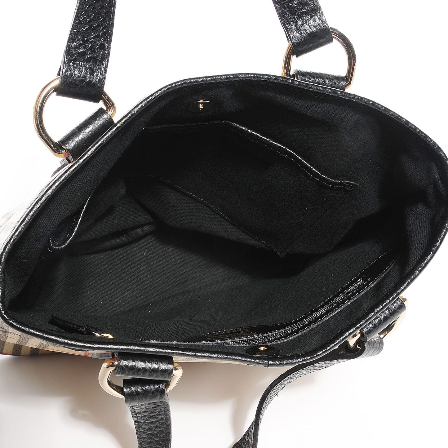 Grained Calfskin Haymarket Check Small Tote Black