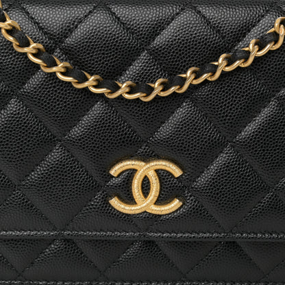 Chanel Caviar Quilted Textured CC Wallet On Chain WOC Black 9 of 11